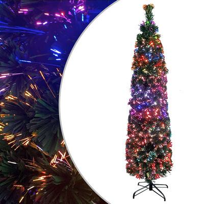 vidaXL Árvore de Natal artificial fina c/ suporte 180 cm fibra ótica