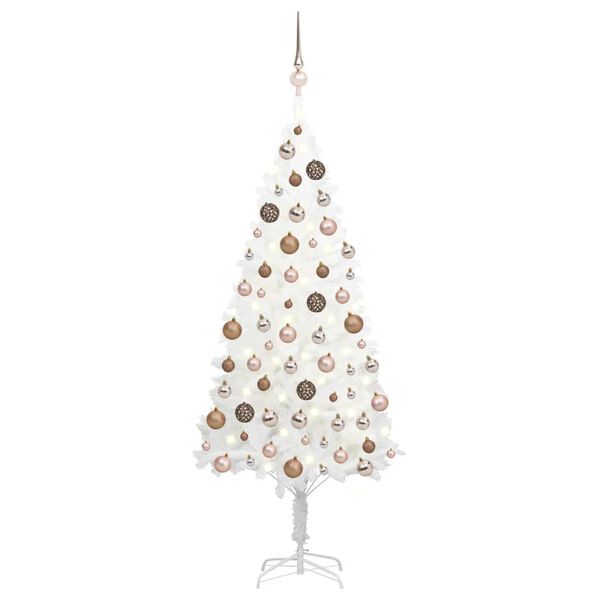 vidaXL &Aacute;rvore Natal artificial pr&eacute;-iluminada c/ bolas 150 cm branco