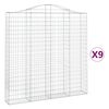 vidaXL Cestos gabi&atilde;o arqueados 9pcs 200x30x200/220cm ferro galvanizado