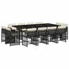vidaXL 13 pcs conjunto de jantar p/jardim com almofad&otilde;es vime PE preto