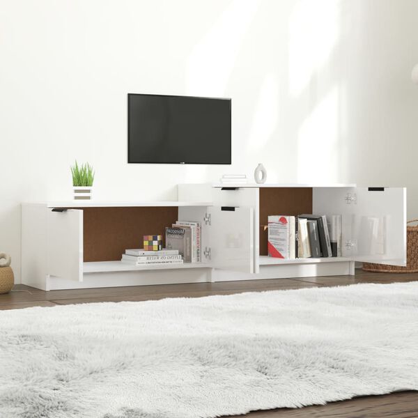 vidaXL M&oacute;vel p/ TV 158,5x36x45cm derivados de madeira branco brilhante