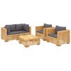 vidaXL 5 pcs conjunto lounge jardim c/ almofad&otilde;es madeira teca maci&ccedil;a