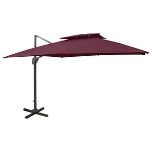 vidaXL Guarda-sol de jardim cantilever c/ toldo duplo 300x300 cm bord&ocirc;