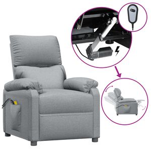 vidaXL Poltrona de massagens el&eacute;trica tecido cinzento-claro