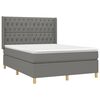 vidaXL Cama box spring c/ colch&atilde;o e LED 140x190 cm tecido cinza-escuro