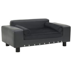 vidaXL Sof&aacute; p/ c&atilde;es 81x43x31cm pel&uacute;cia e couro artificial cinza-escuro