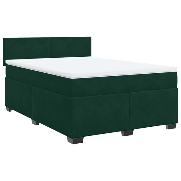 vidaXL Cama com molas/colch&atilde;o 160x200 cm veludo verde-escuro