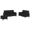 vidaXL 3 pcs conjunto de sof&aacute;s com almofad&otilde;es couro artificial preto