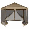 vidaXL Tenda pop-up hex&aacute;gono c/paredes 3,6x3,1m 220g/m&sup2; cinza-castanho