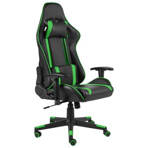 vidaXL Cadeira de gaming girat&oacute;ria PVC verde
