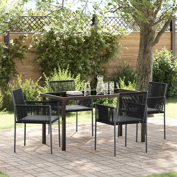vidaXL Conjunto de Jantar para Jardim 5 pcs Preto Rattan de PE