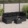 vidaXL Conjunto de Sof&aacute; de Jardim 7 pcs Preto vime PE