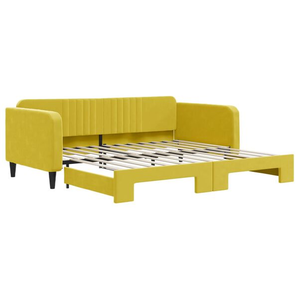 vidaXL Sofá-cama com gavetão 100x200 cm veludo amarelo