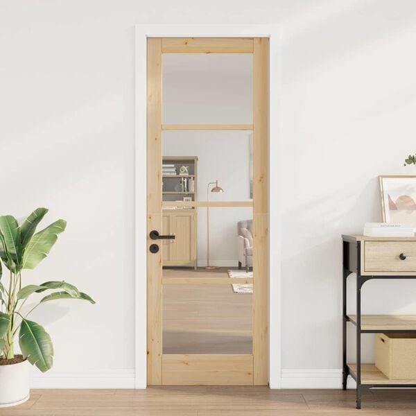 vidaXL Porta Interior com Vidro ORKDAL Castanho 73,5 x 211 cm