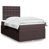 vidaXL Cama boxspring com colch&atilde;o 120x190 cm tecido castanho-escuro