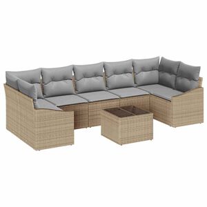 vidaXL Conjunto de Sof&aacute;s com almofada 8 pcs Bege e Cinza vime PE