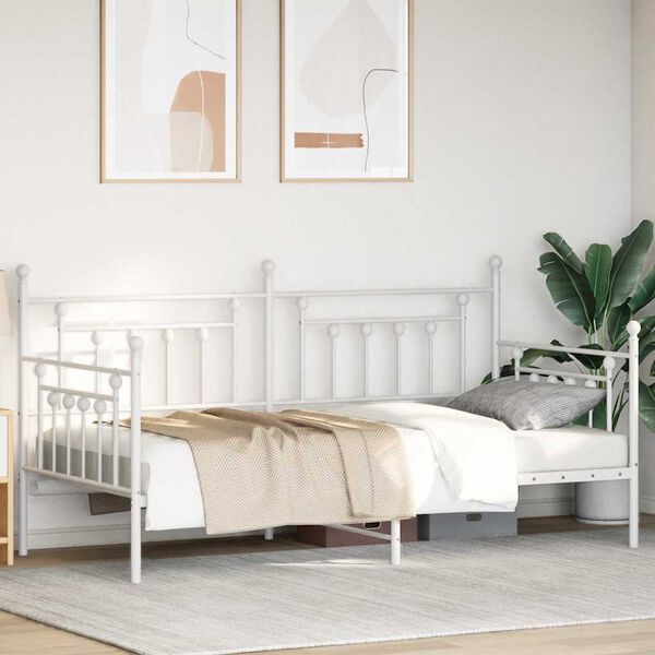 vidaXL Estrutura de cama de dia Branco 90 x 190 cm A&ccedil;o
