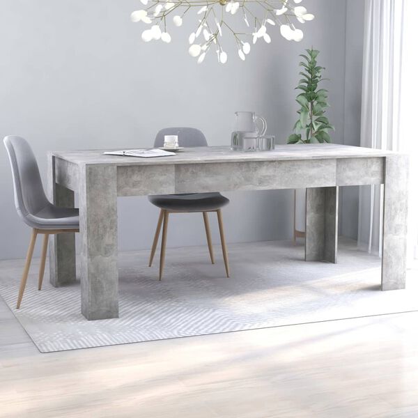 vidaXL Mesa de jantar 180x90x76 cm contraplacado cinzento cimento