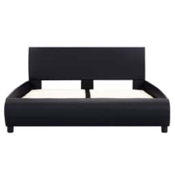 vidaXL Estrutura de cama com LED 140x200 cm couro artificial preto