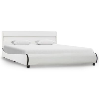vidaXL Estrutura de cama c/ LED 120x200 cm couro artificial branco