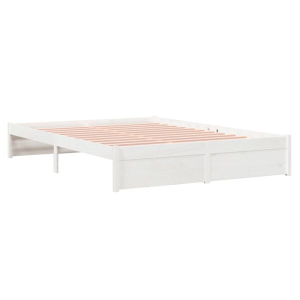 vidaXL Estrutura de cama king 150x200 cm madeira maci&ccedil;a branco