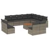 vidaXL 13 pcs conjunto sof&aacute;s p/ jardim c/ almofad&otilde;es vime PE cinzento