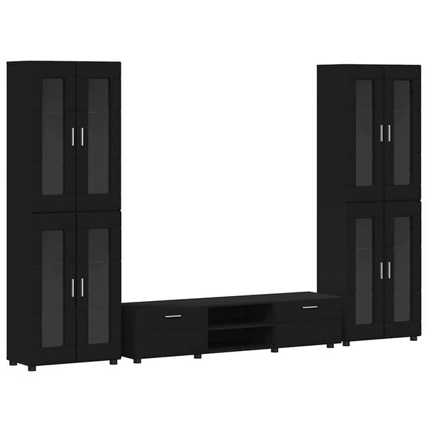 vidaXL Conjunto de m&oacute;vel de TV FLORIN Preto Madeira processada