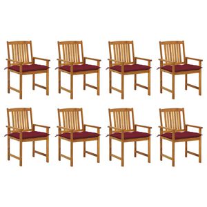 vidaXL Cadeiras de jardim com almofad&otilde;es 8 pcs ac&aacute;cia maci&ccedil;a