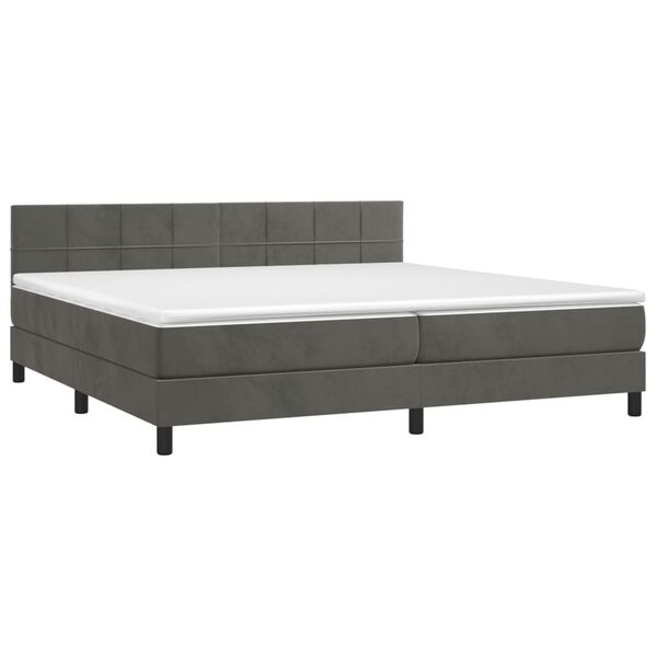 vidaXL Cama box spring c/ colch&atilde;o/LED 200x200cm veludo cinzento-escuro