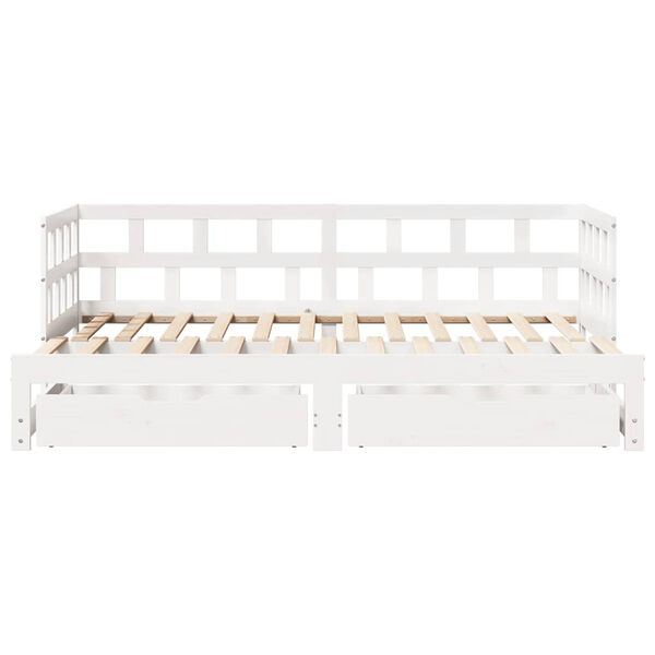 vidaXL Sof&aacute;-cama com gavet&atilde;o e gavetas sem colch&atilde;o 90x190 cm branco