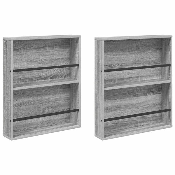 vidaXL Estante de Revistas 2 pcs Cinza Sonoma 60 x 12 x 70 cm