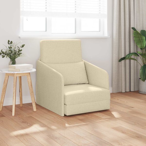 vidaXL Sof&aacute;-Cama Creme 65 x 80 x 83 cm tecido
