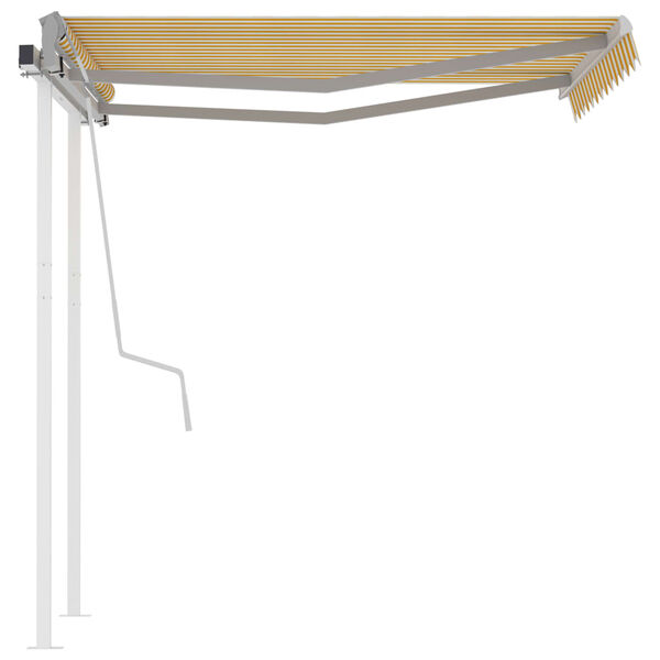 vidaXL Toldo retr&aacute;til manual com postes 3x2,5 m amarelo e branco
