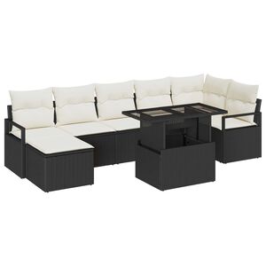 vidaXL Conjunto de Sof&aacute; de Jardim 8 pcs Preto Rattan Sint&eacute;tico