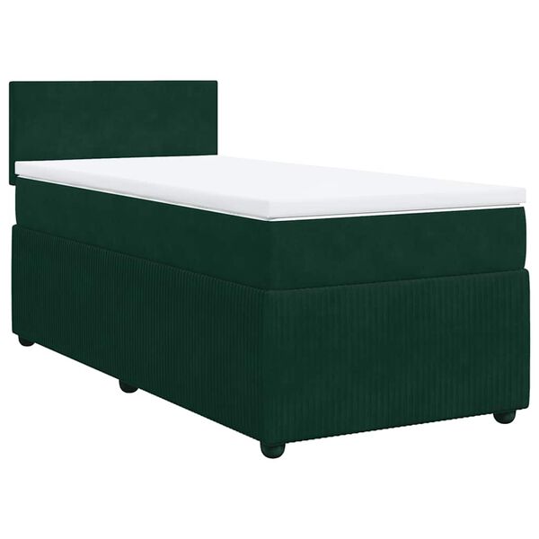 vidaXL Cama com molas/colch&atilde;o 80x200 cm veludo verde-escuro