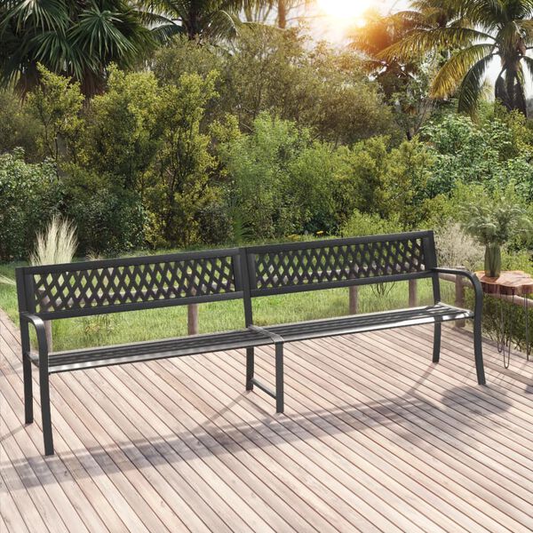 vidaXL Banco de jardim duplo 246 cm a&ccedil;o preto