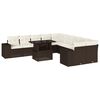 vidaXL 11 pcs conjunto sof&aacute;s de jardim c/ almofad&otilde;es vime PE castanho