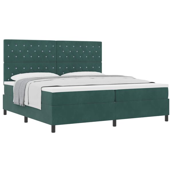 vidaXL Cama Box com colch&atilde;o Verde Escuro 200 x 200 cm Veludo