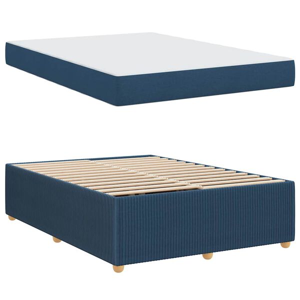 vidaXL Estrutura da Cama com colch&atilde;o Azul 160 x 200 cm tecido