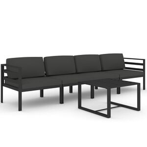 vidaXL 5 pcs conjunto lounge jardim com almofad&otilde;es alum&iacute;nio antracite