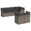 vidaXL 7 pcs conjunto sof&aacute;s p/ jardim c/ almofad&otilde;es vime PE cinzento