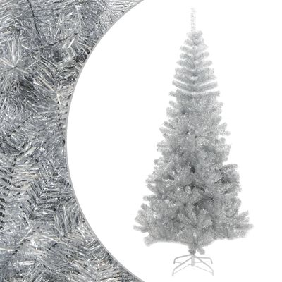 vidaXL Árvore de Natal artificial com suporte 210 cm PET prateado