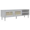 vidaXL M&oacute;vel de TV SENJA aspeto vime 158x40x49 cm pinho maci&ccedil;o branco