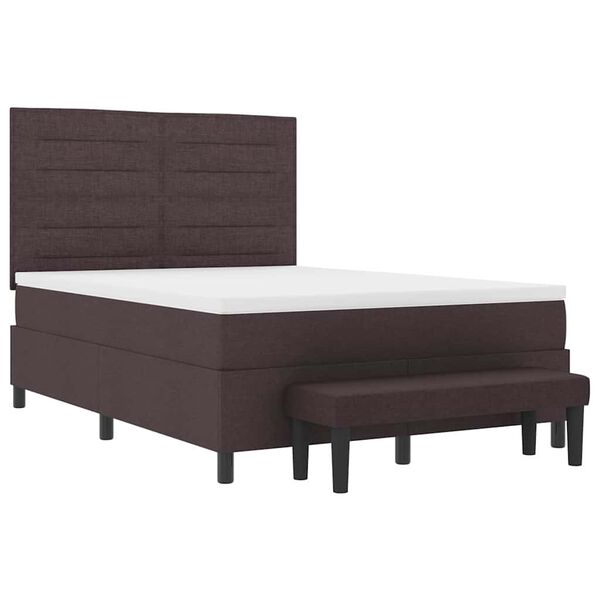 vidaXL Cama Box com almofada Marrom Escuro 140 x 190 cm tecido