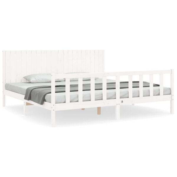 vidaXL Cama sem colch&atilde;o 200x200 cm madeira de pinho maci&ccedil;a branco