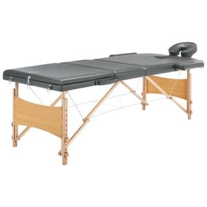 vidaXL Mesa massagens c/ 3 zonas estrutura madeira 186x68cm antracite