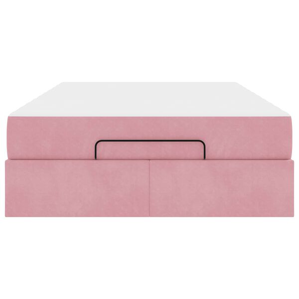 vidaXL Estrutura de cama com colch&atilde;o com colch&atilde;o 2 pcs Rosa Veludo