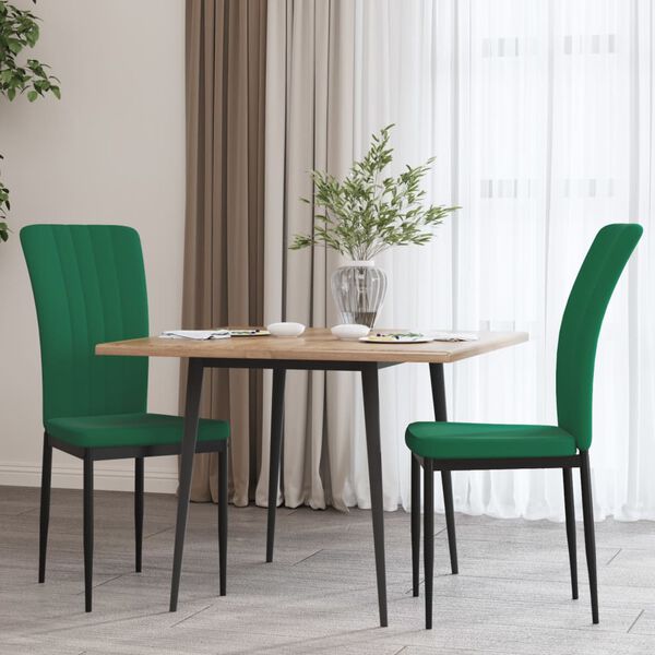 vidaXL Cadeiras de jantar 2 pcs veludo verde-escuro