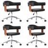 vidaXL Cadeiras jantar 4 pcs madeira curvada e couro artificial preto