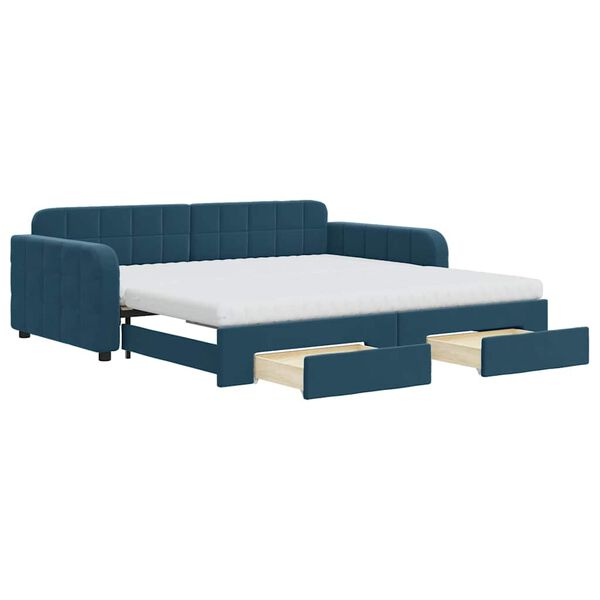 vidaXL Sof&aacute;-cama com gavet&atilde;o e gavetas 100x200 cm veludo azul